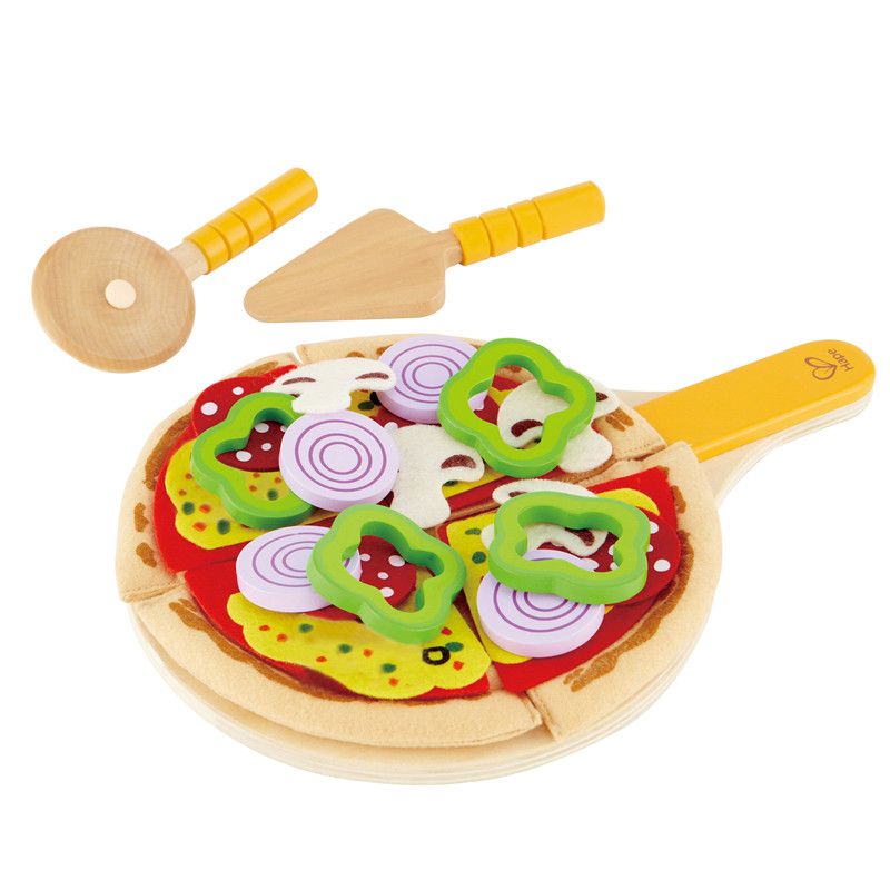 Hape Homemade Pizza Kitchen Playset | Campurkan dan perlawanan berpura-pura bermain mainan makanan, set dapur kayu yang ditetapkan dengan asas, topping dan aksesori