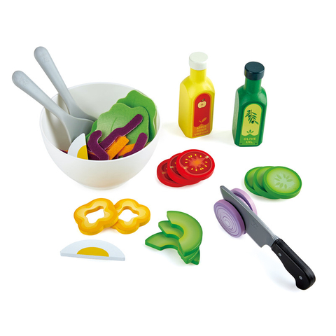 Hape Sihat Salad Playset | 39-Piece Play Salad Set dengan perkakas dan bahan-bahan untuk bermain berpura-pura | 3+ tahun