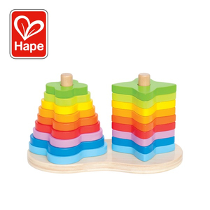 Hape Double Rainbow Stacker | Pengangkut kayu & penyusun blok mainan bangunan untuk kanak-kanak