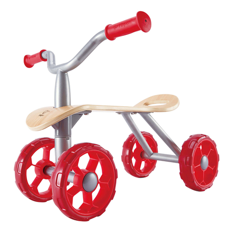 Penunggang Hape Trail | Skuter Empat Roda yang Memenangi Anugerah, Mainan Basikal Push Balance Kayu Untuk Kanak-kanak, Merah