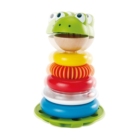 Hape Encik Frog Stacking Rings | Multicolor Cincin Ring Stacker Play Set, Mainan Pendidikan untuk Kanak-kanak