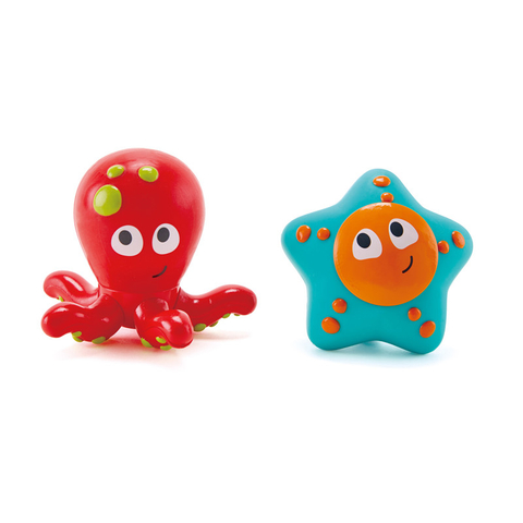 Hape Ocean Floor Squirters | Bayi yang berwarna-warni & Toddler Mandi Mainan, Bayi yang berwarna-warni & Toddler Mandi Mainan, Silikon dan Set Bukan Toksik, Air Spouting dan Suction, Octopus & Starfish