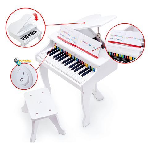 Hape Deluxe White Grand Piano | Tiga puluh mainan piano utama dengan najis